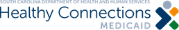 Logo for Healthy Connections Medicaid, featuring the name in blue with a colorful geometric design.