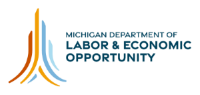 Graphical Image: Blue, Gold, and Red Michigan Department of Labor and Economic Opportunity Logo