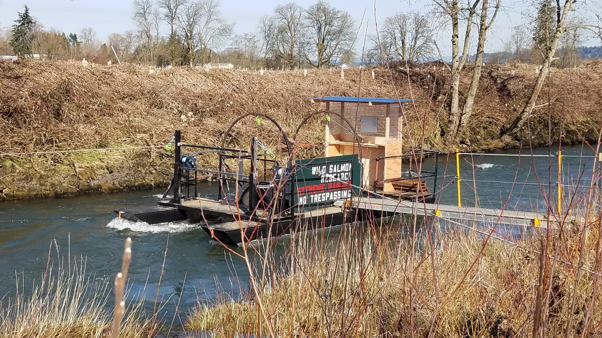 Fish trap seen in moving waters