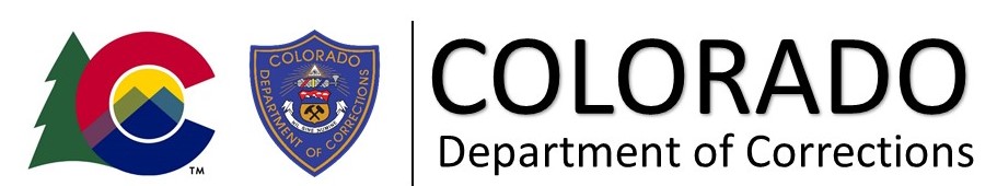 Logo of the Colorado Department of Corrections featuring a stylized 