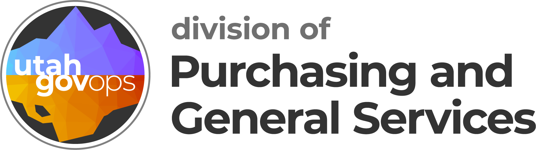 Logo for the Utah Division of Purchasing and General Services, featuring a colorful geometric design and text.