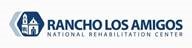 Logo of Rancho Los Amigos National Rehabilitation Center, featuring a stylized house and figures, with the name prominently displayed.
