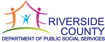 Logo of Riverside County Department of Public Social Services featuring stylized figures and a house outline.