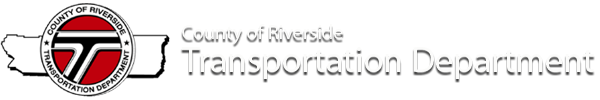 Logo of the County of Riverside Transportation Department, featuring a stylized 