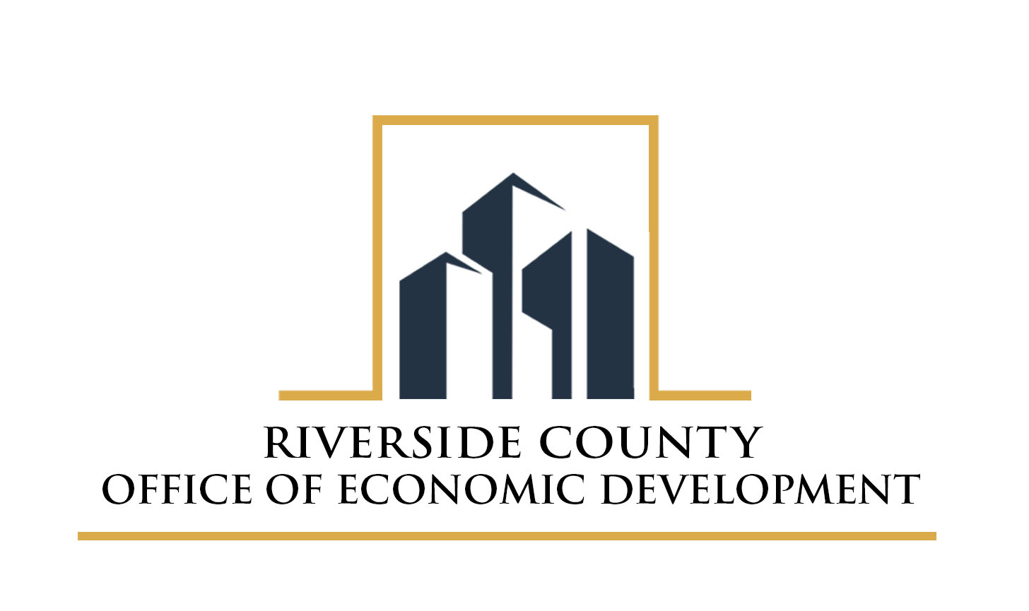Logo of Riverside County Office of Economic Development featuring stylized buildings and text below.